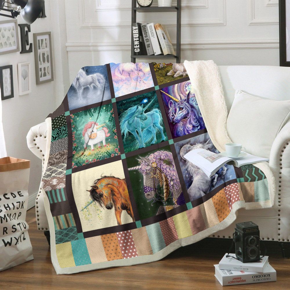 Unicorn Sherpa Fleece Blanket