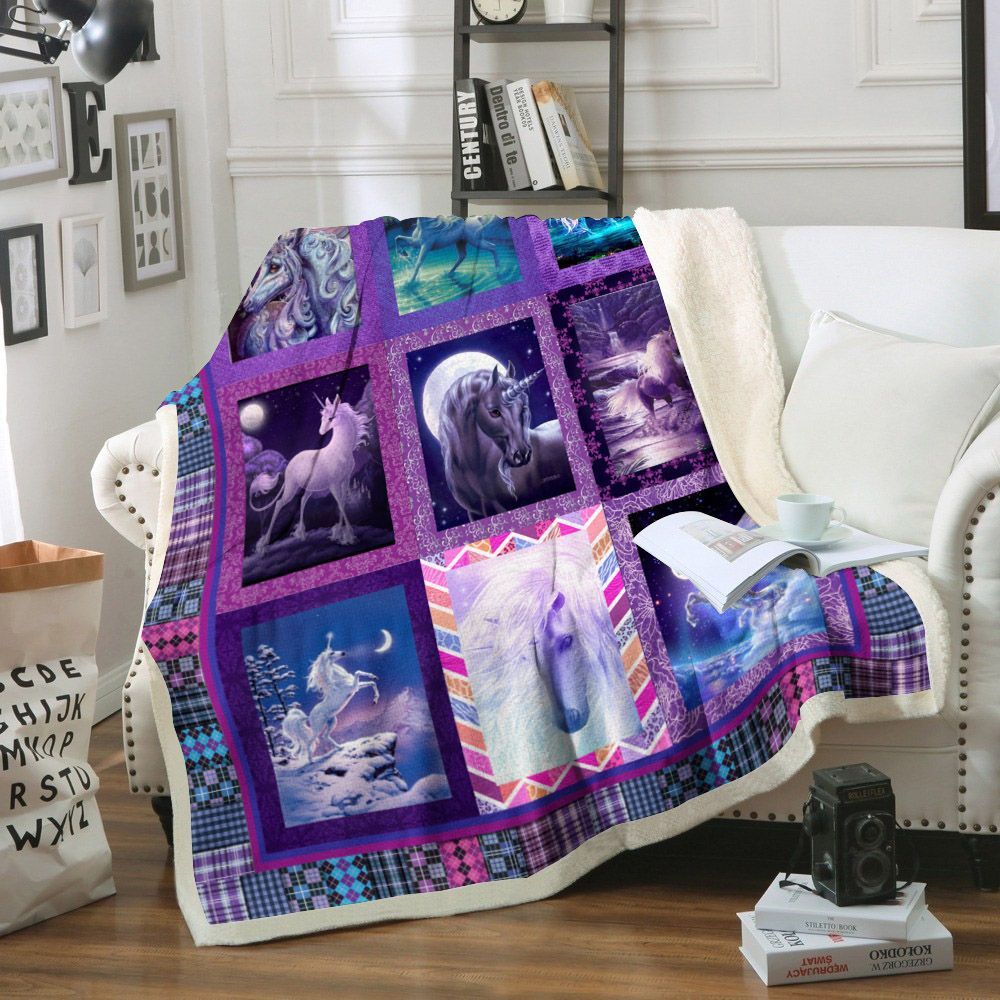 Unicorn Sherpa Fleece Blanket