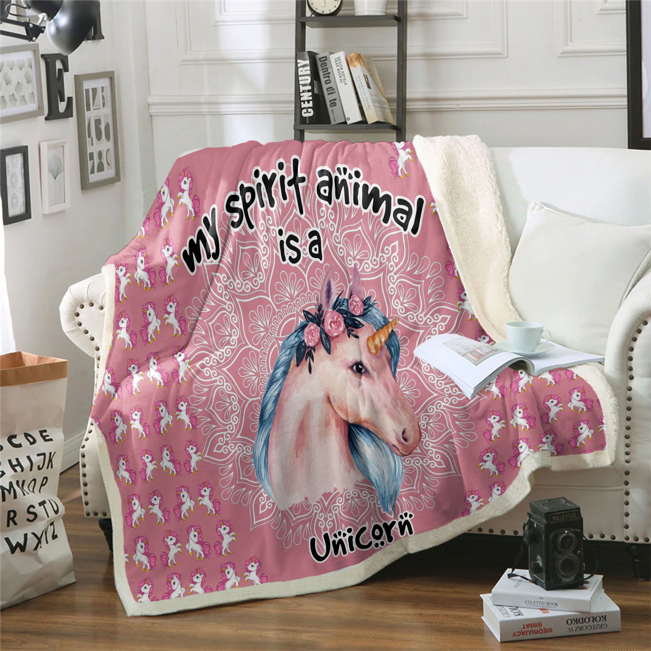 Unicorn Sherpa Fleece Blanket