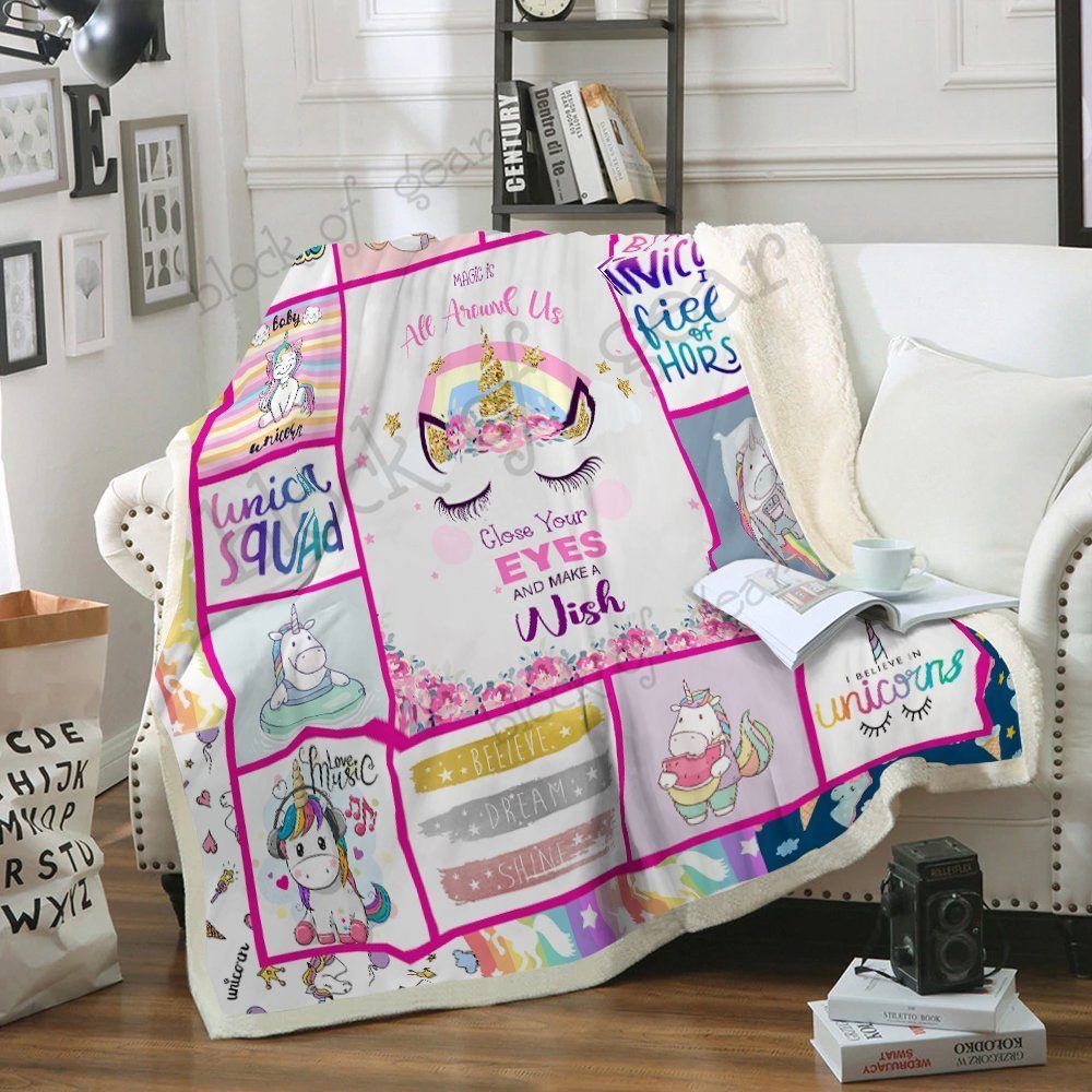 Unicorn Sherpa Fleece Blanket