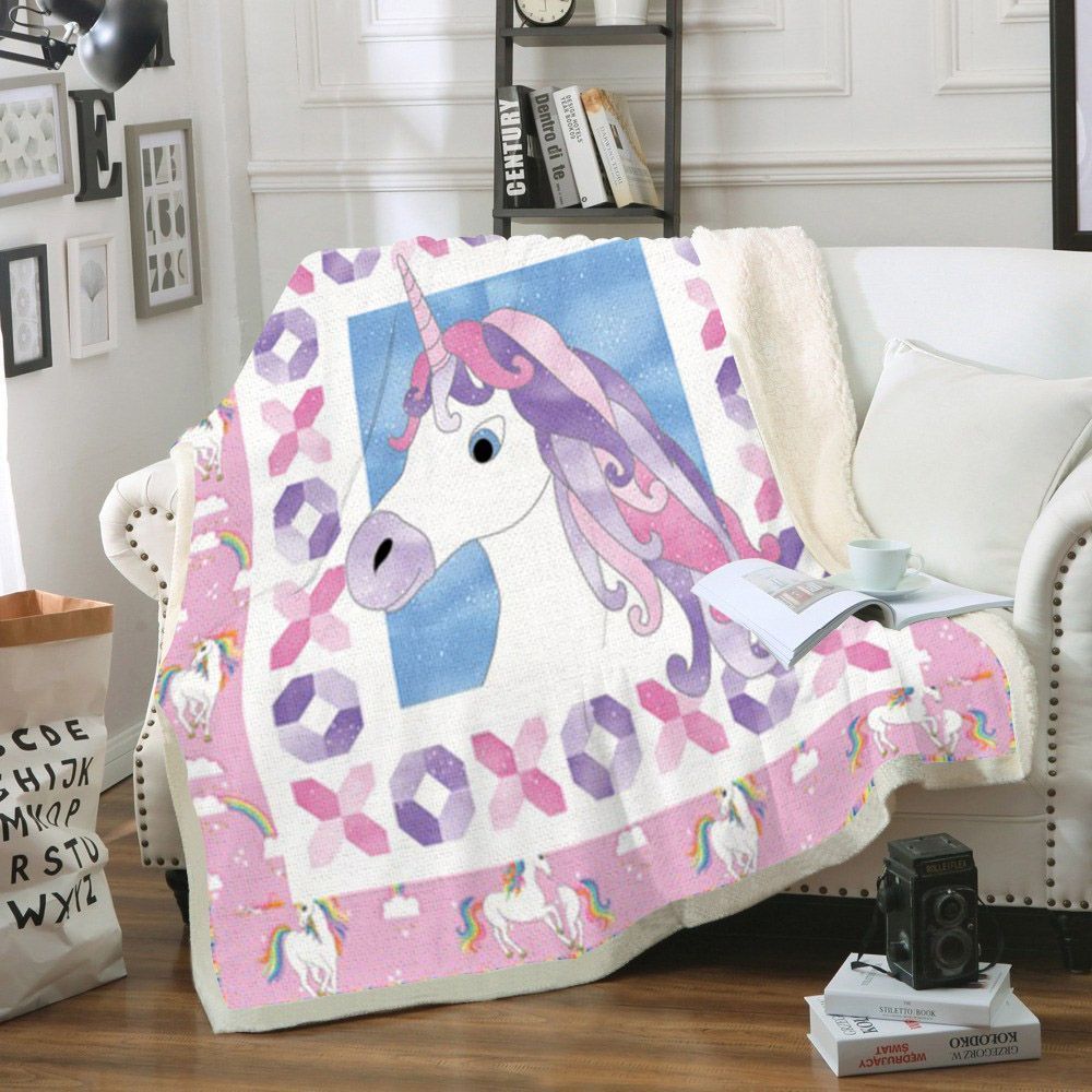 Unicorn Sherpa Fleece Blanket