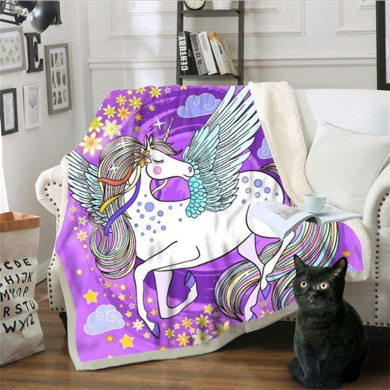 Unicorn Sherpa Fleece Blanket