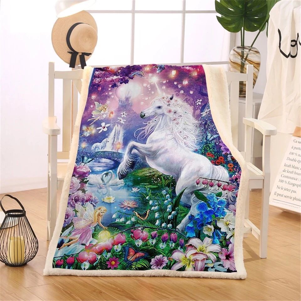 Unicorn Sherpa Fleece Blanket