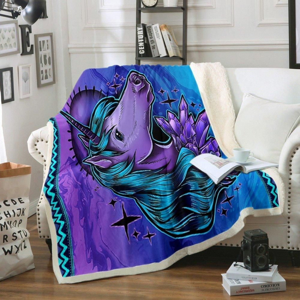 Unicorn Sherpa Fleece Blanket