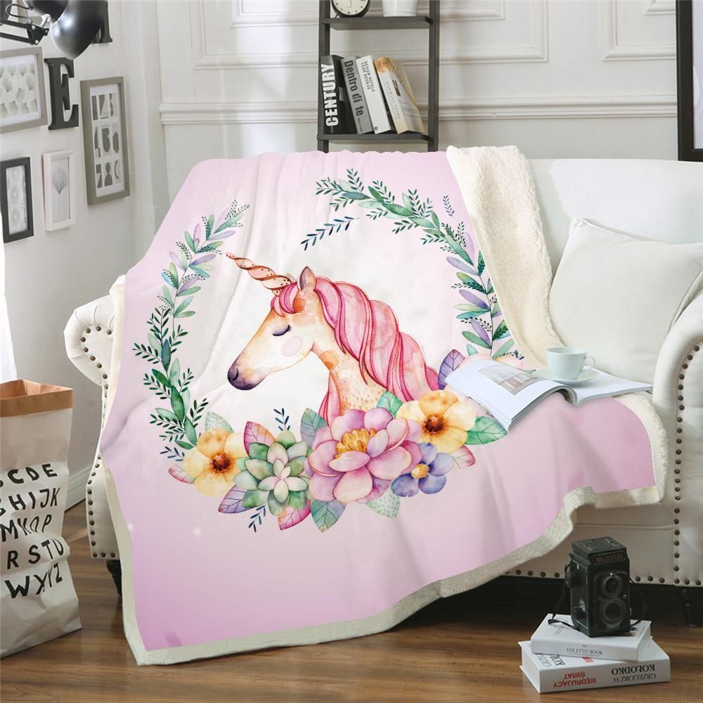 Unicorn Sherpa Fleece Blanket