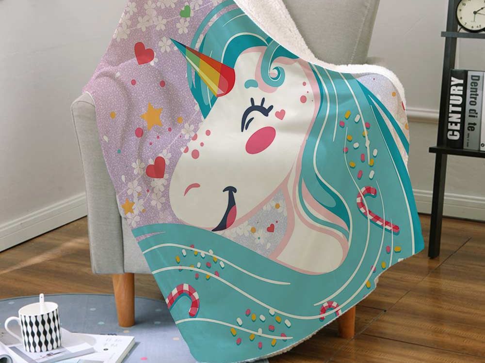 Unicorn Sherpa Fleece Blanket