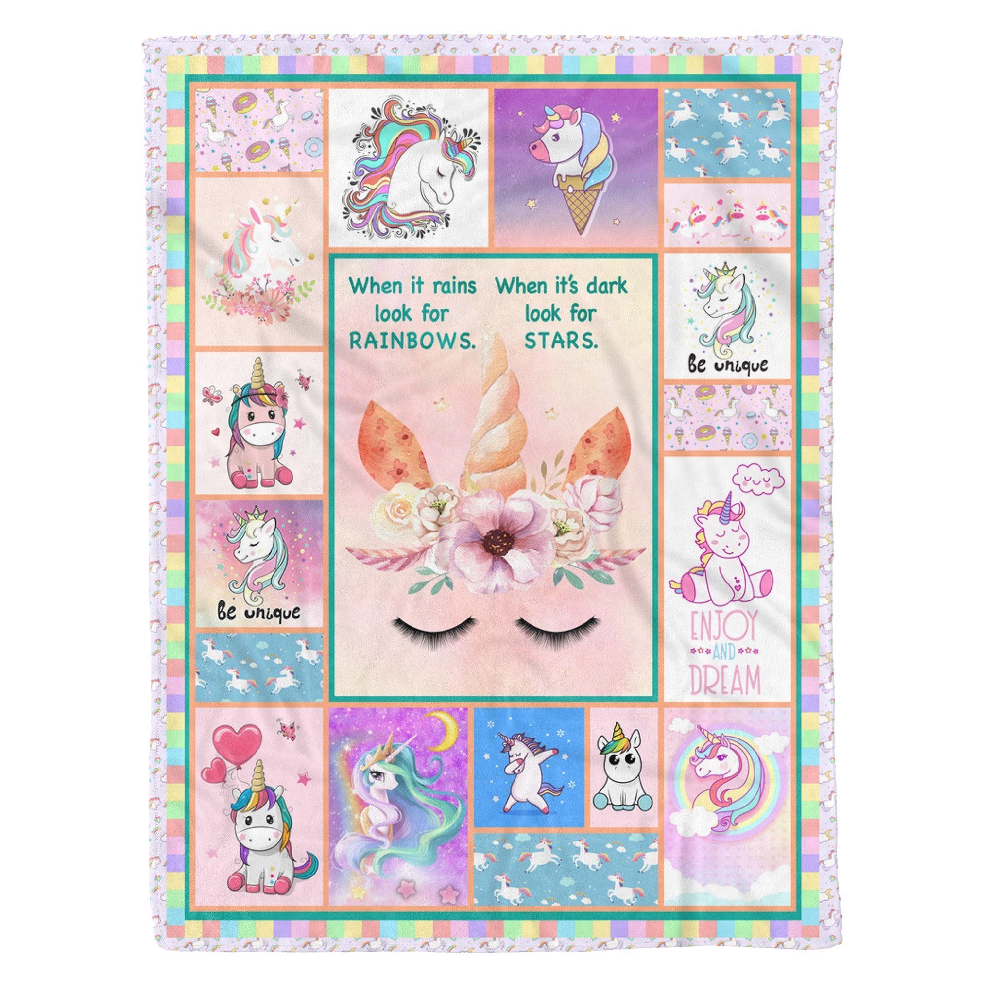 Unicorn Sherpa Fleece Blanket