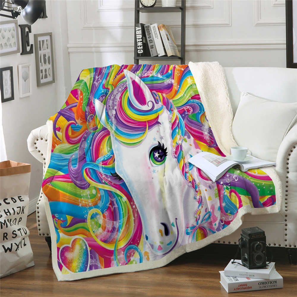 Unicorn Sherpa Fleece Blanket