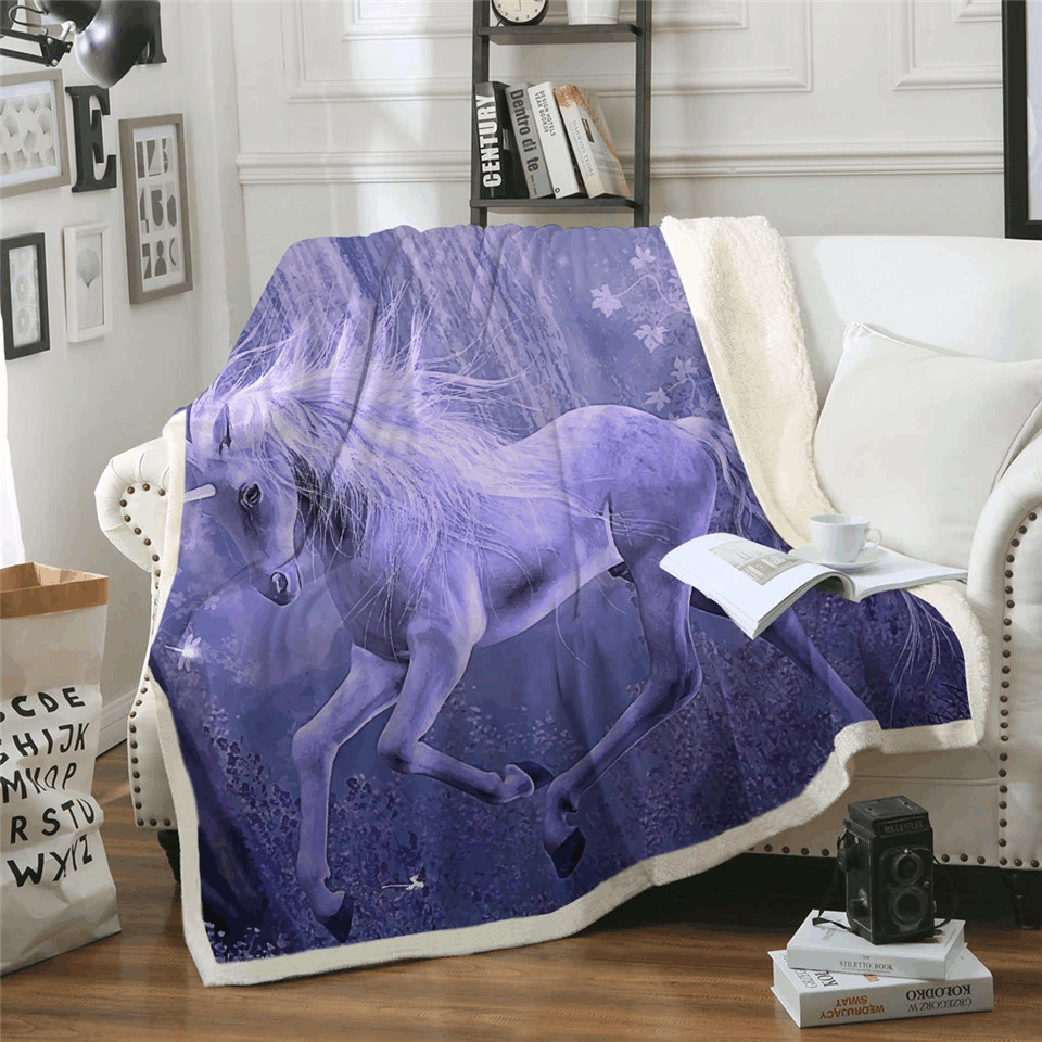 Unicorn Sherpa Fleece Blanket