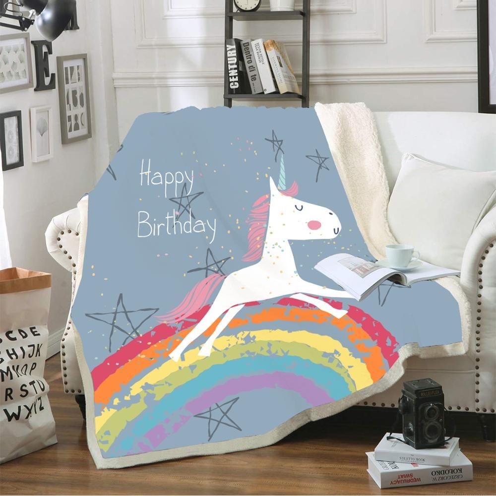 Unicorn Sherpa Fleece Blanket