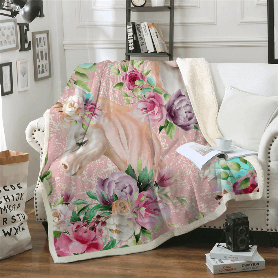 Unicorn Sherpa Fleece Blanket