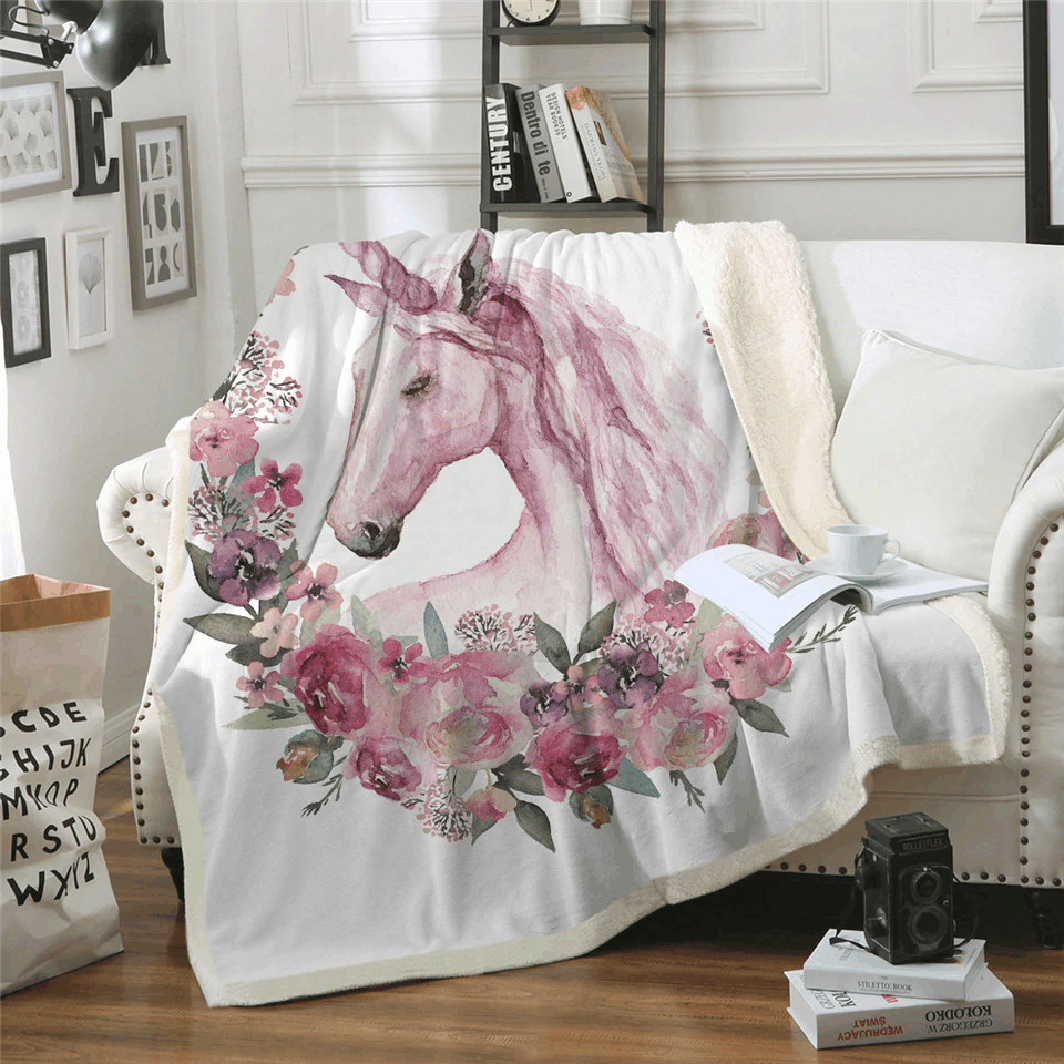 Unicorn Sherpa Fleece Blanket
