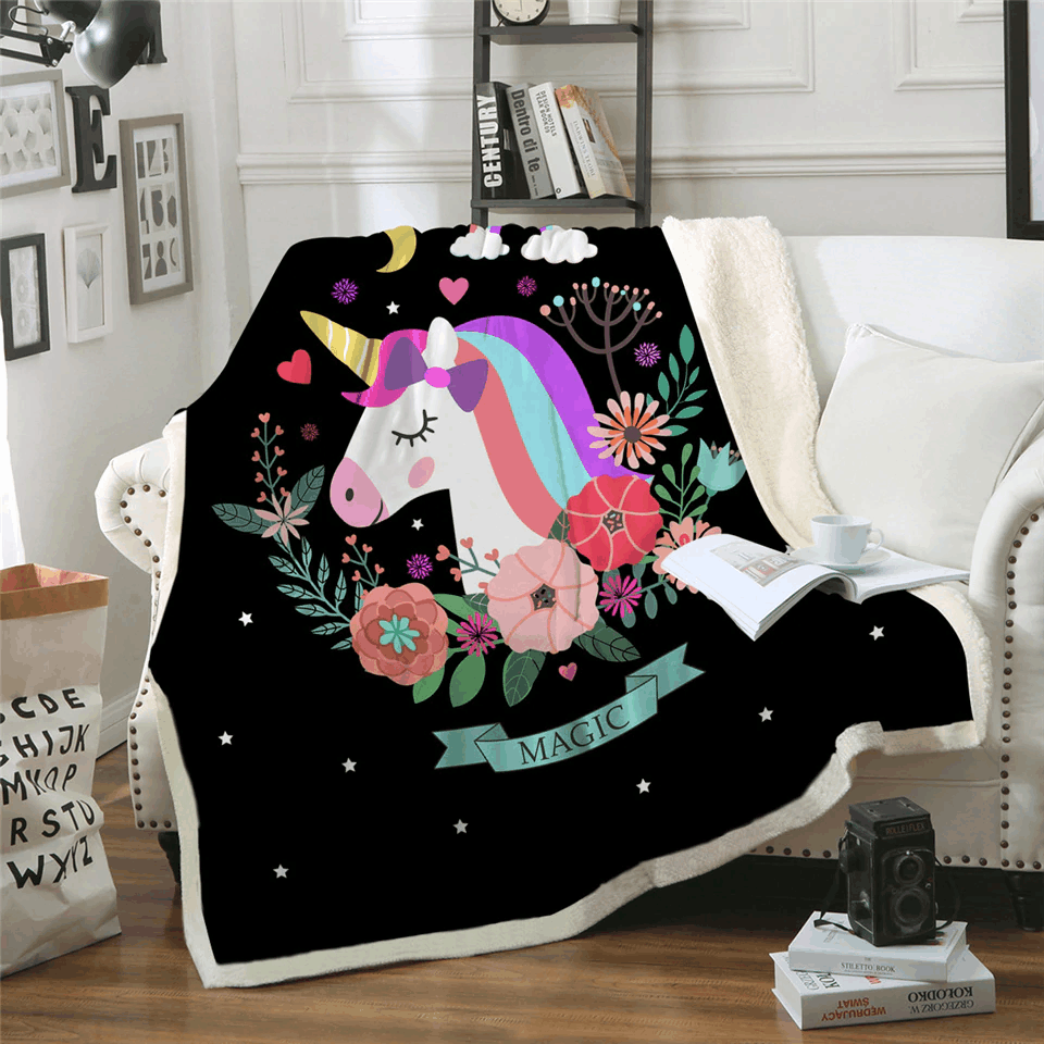 Unicorn Sherpa Fleece Blanket