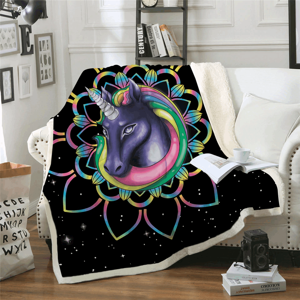 Unicorn Sherpa Fleece Blanket