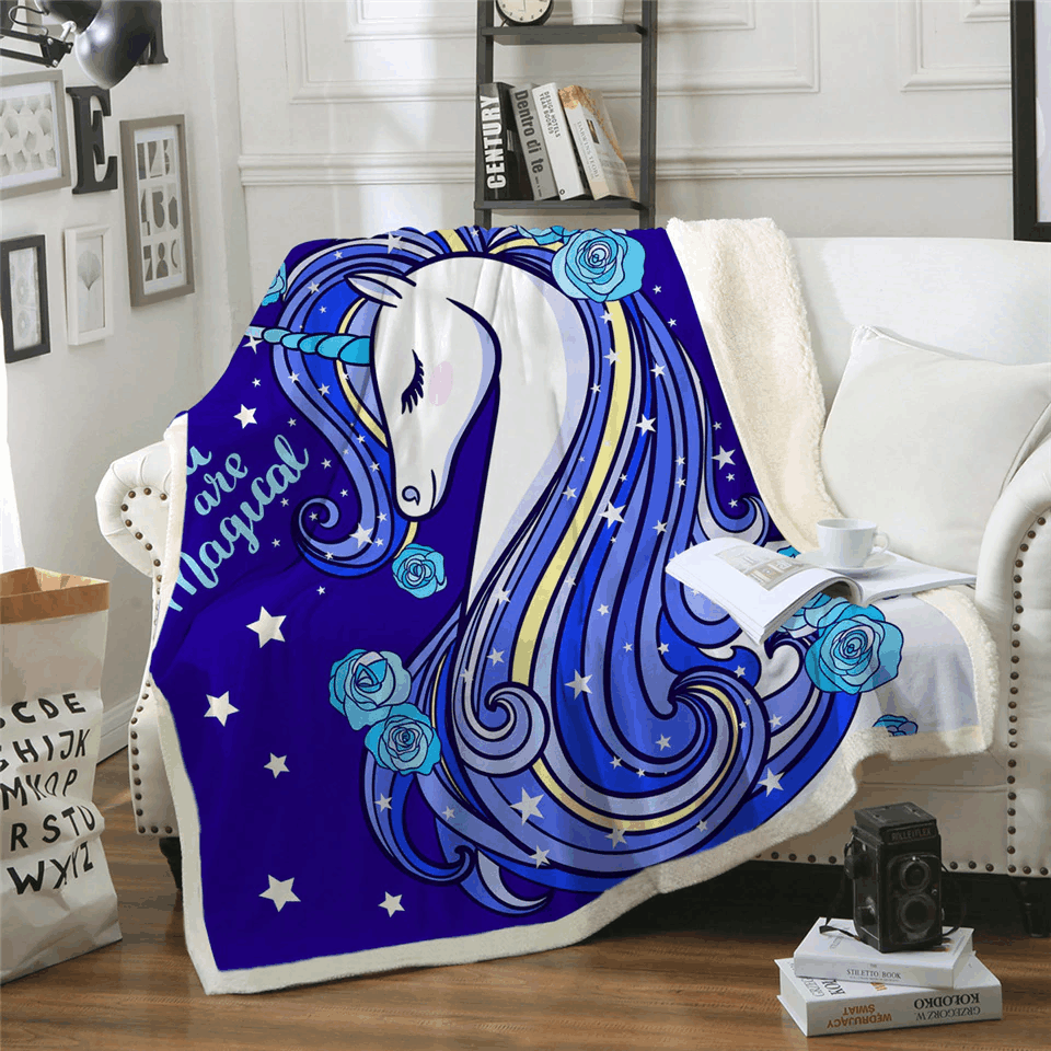 Unicorn Sherpa Fleece Blanket