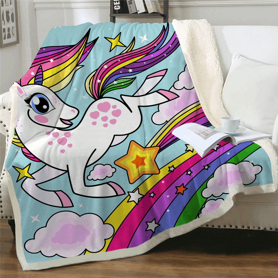Unicorn Sherpa Fleece Blanket