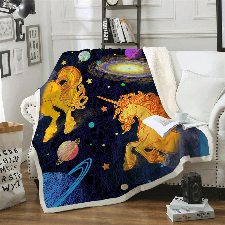 Unicorn Sherpa Fleece Blanket