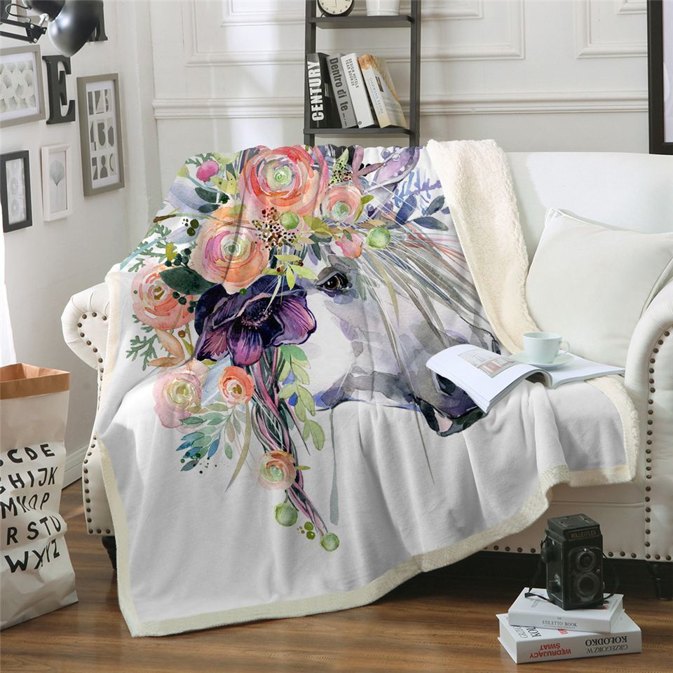 Unicorn Sherpa Fleece Blanket