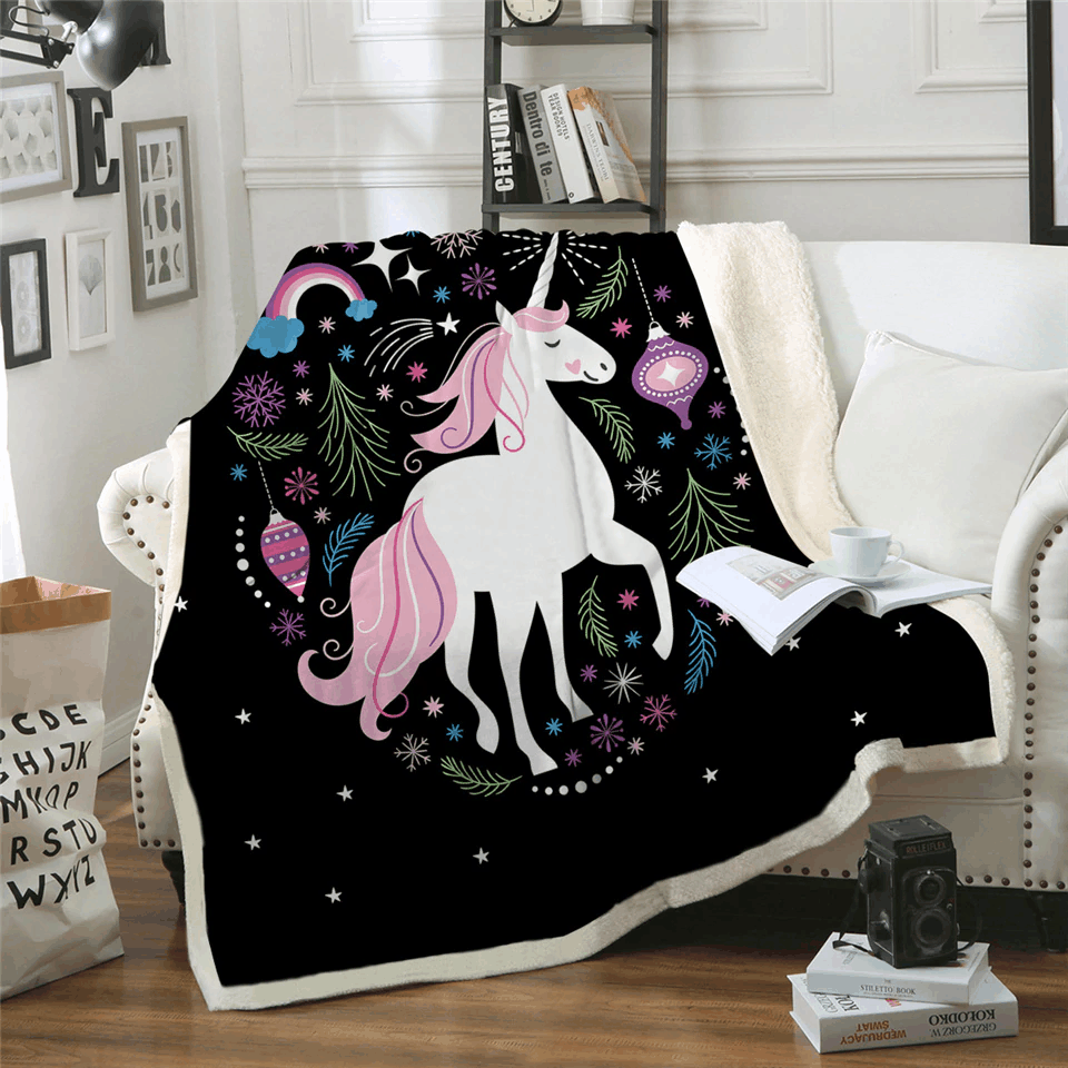 Unicorn Sherpa Fleece Blanket