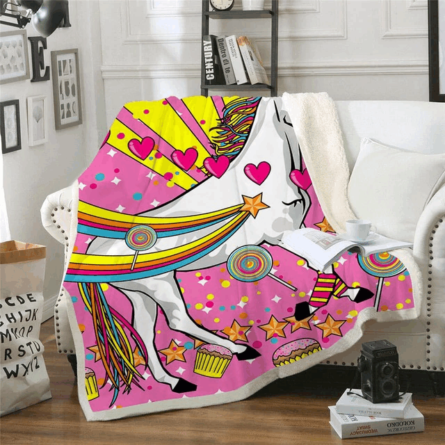 Unicorn Sherpa Fleece Blanket
