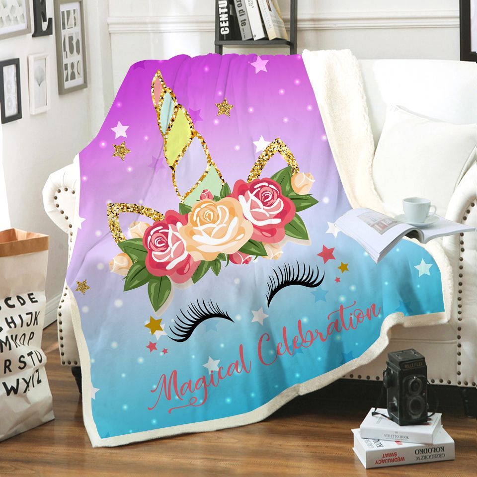 Unicorn Sherpa Fleece Blanket