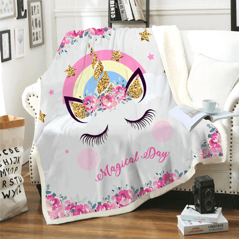 Unicorn Sherpa Fleece Blanket