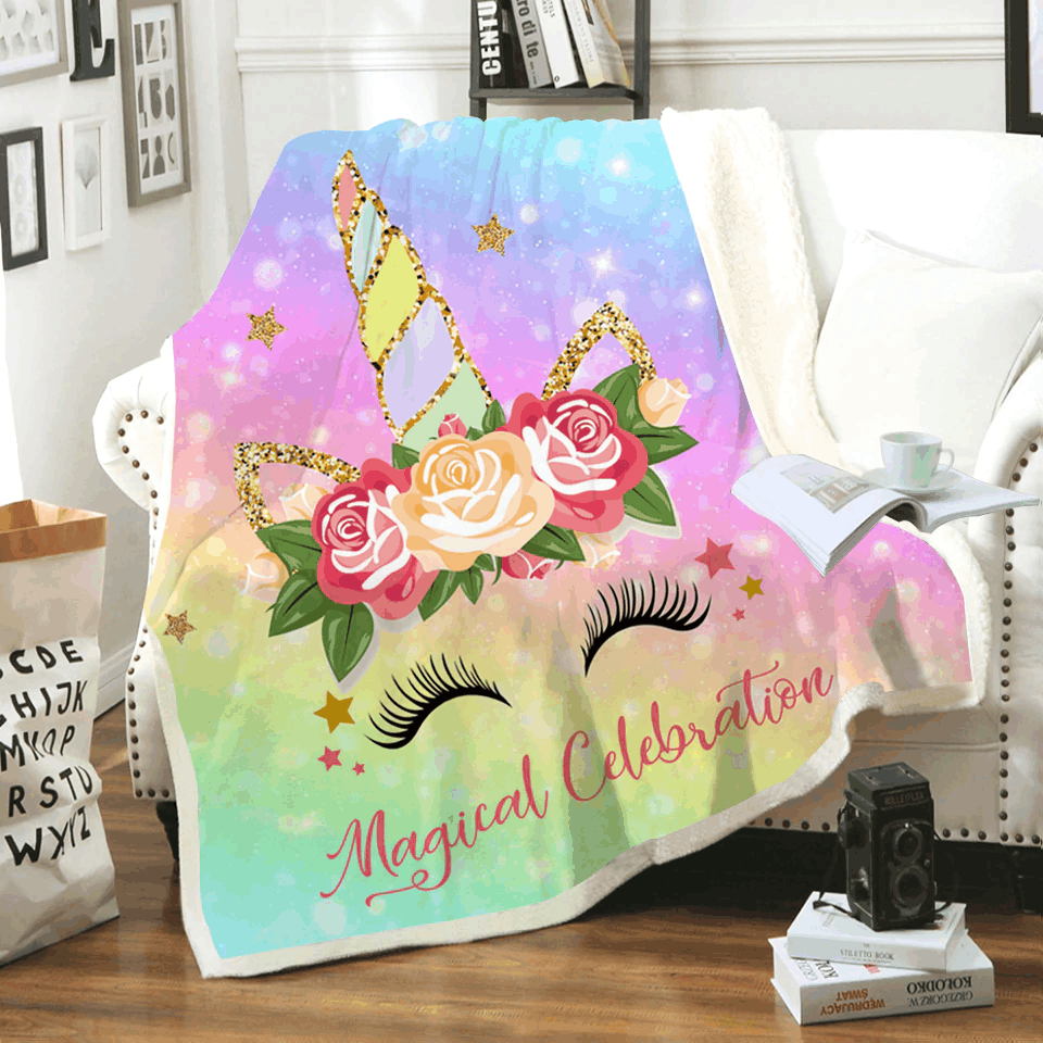 Unicorn Sherpa Fleece Blanket