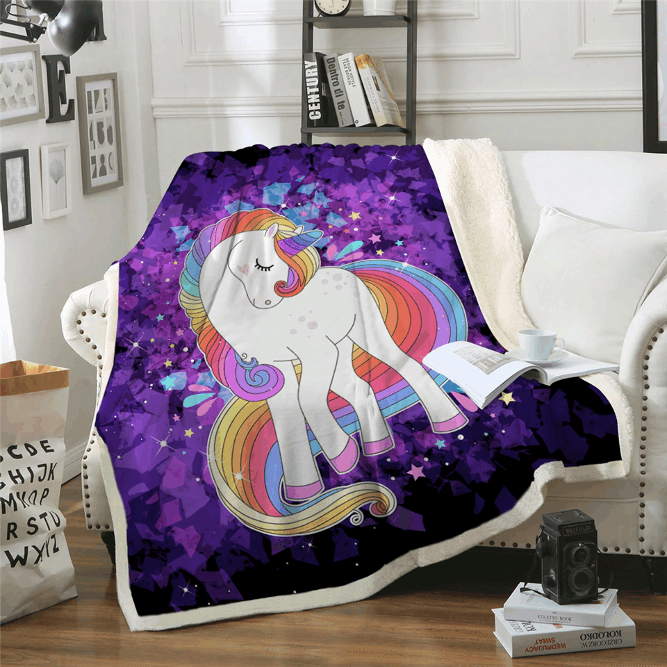 Unicorn Sherpa Fleece Blanket