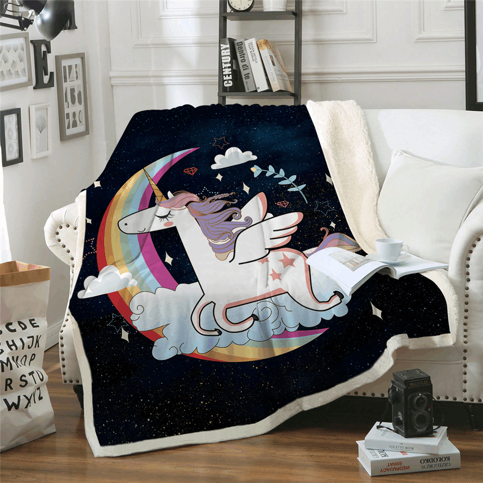 Unicorn Sherpa Fleece Blanket