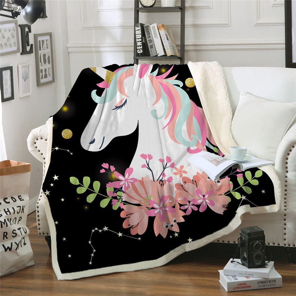 Unicorn Sherpa Fleece Blanket