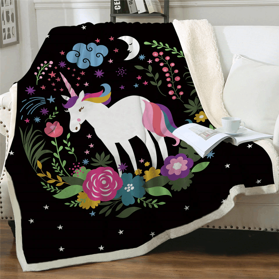 Unicorn Sherpa Fleece Blanket