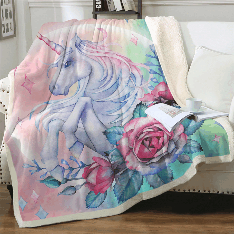 Unicorn Sherpa Fleece Blanket