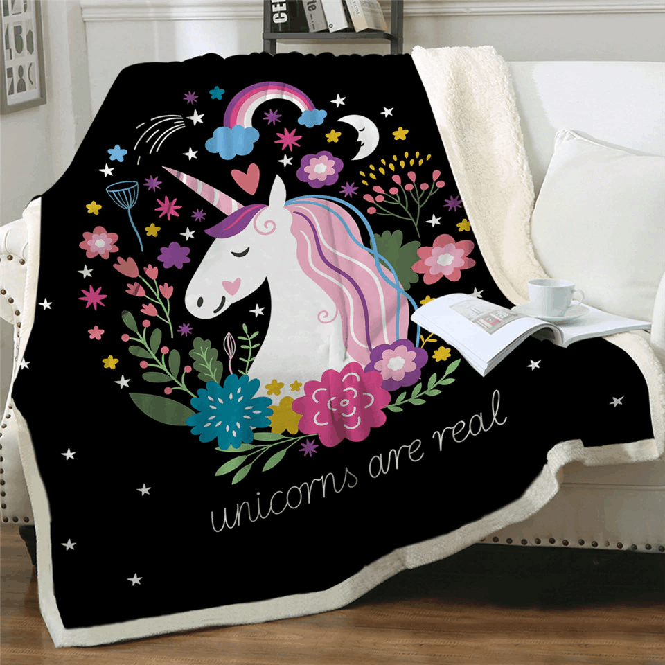Unicorn Sherpa Fleece Blanket