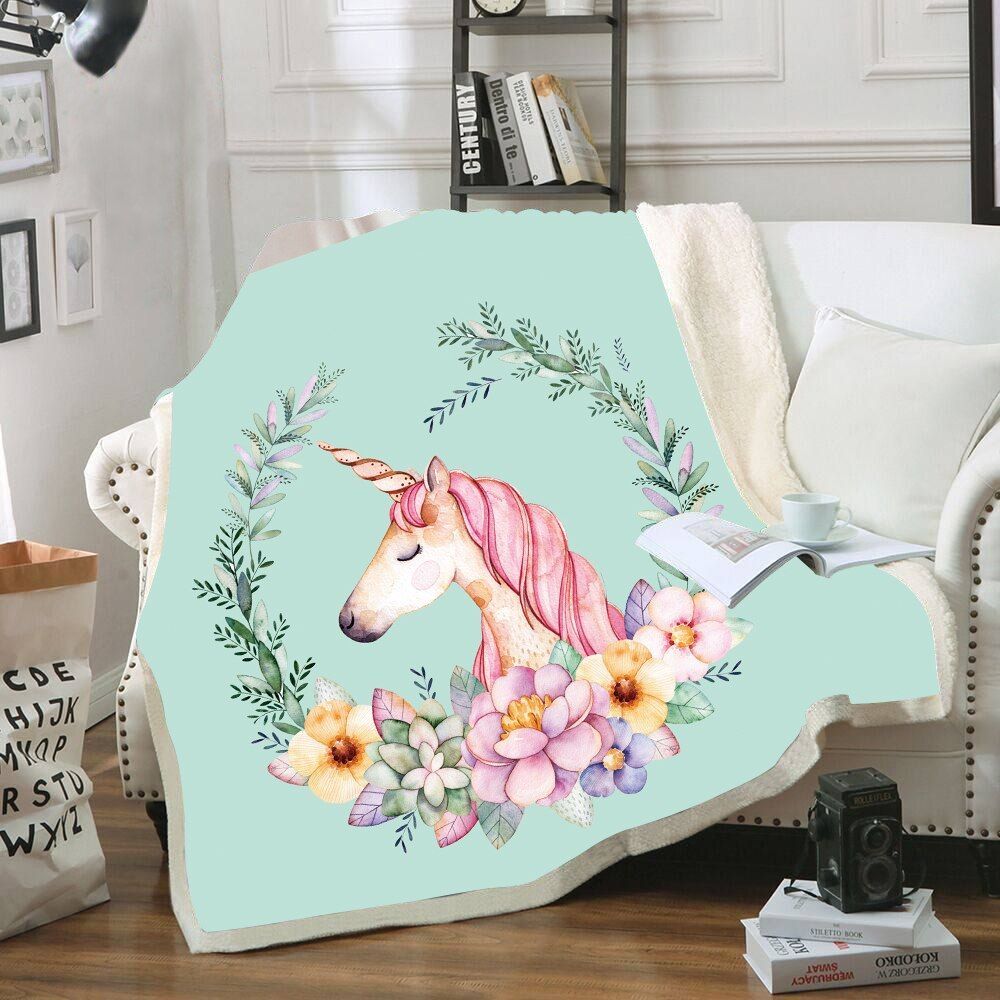 Unicorn Sherpa Fleece Blanket