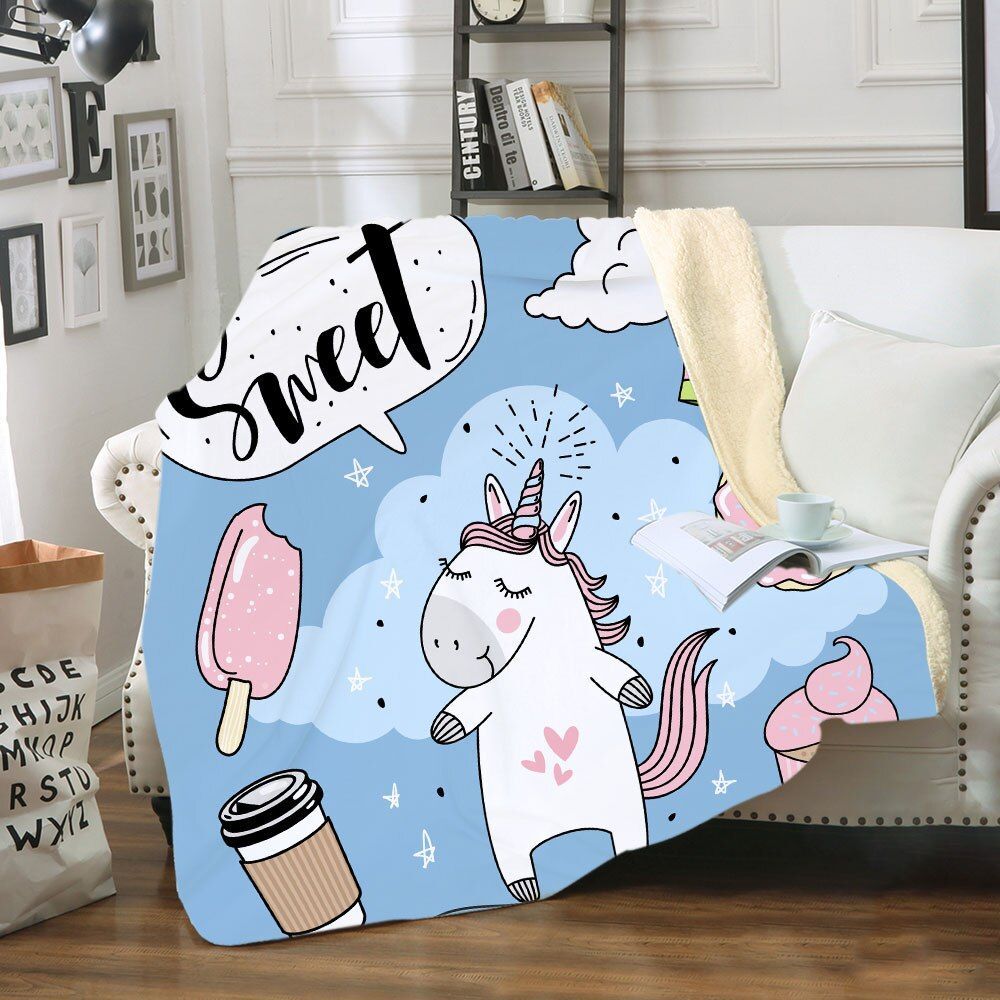 Unicorn Sherpa Fleece Blanket