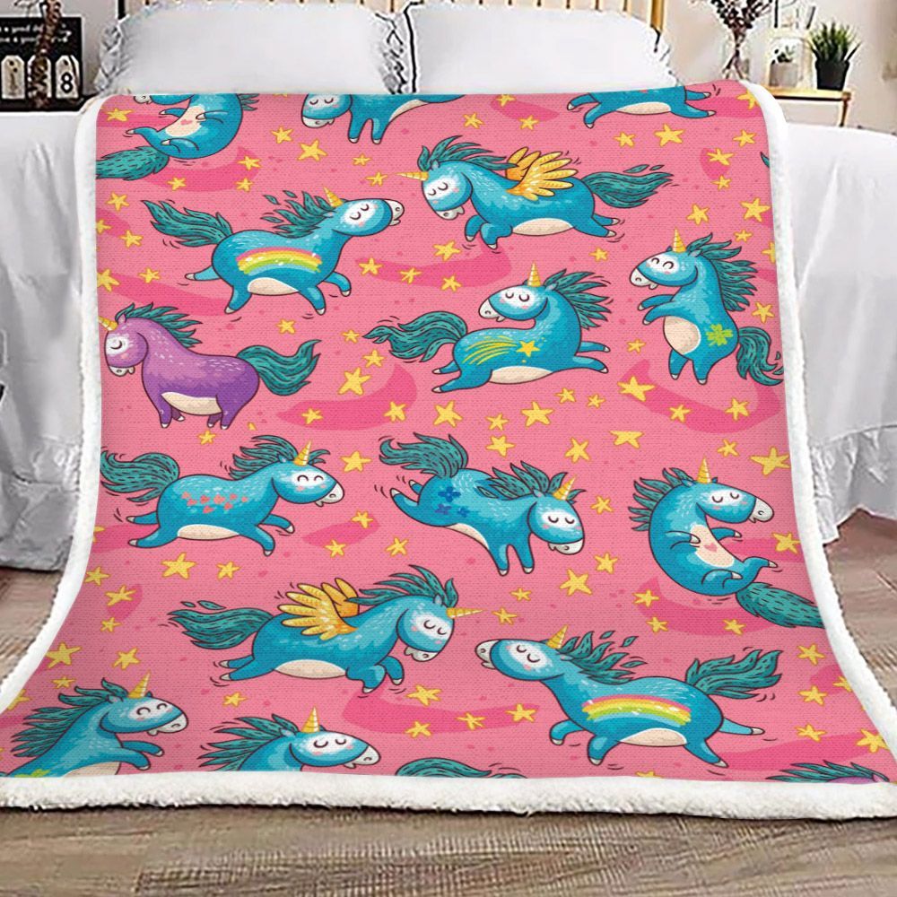Unicorn Sherpa Fleece Blanket