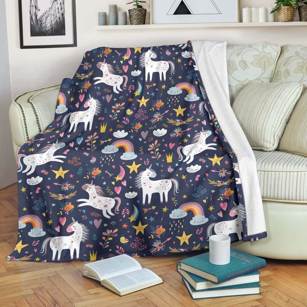 Unicorn Dream Cartoon Sherpa Fleece Blanket