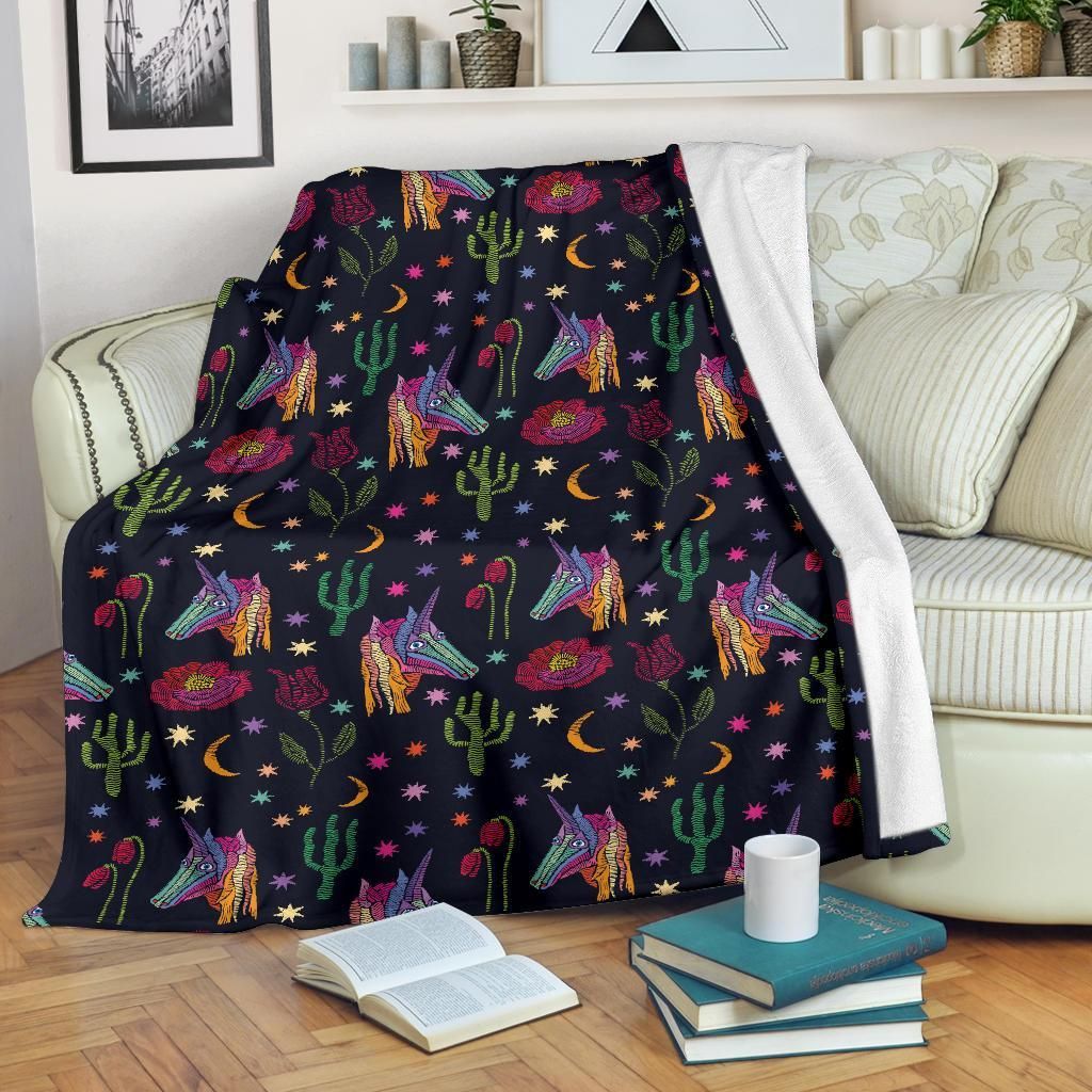 Unicorn Embroidery Sherpa Fleece Blanket