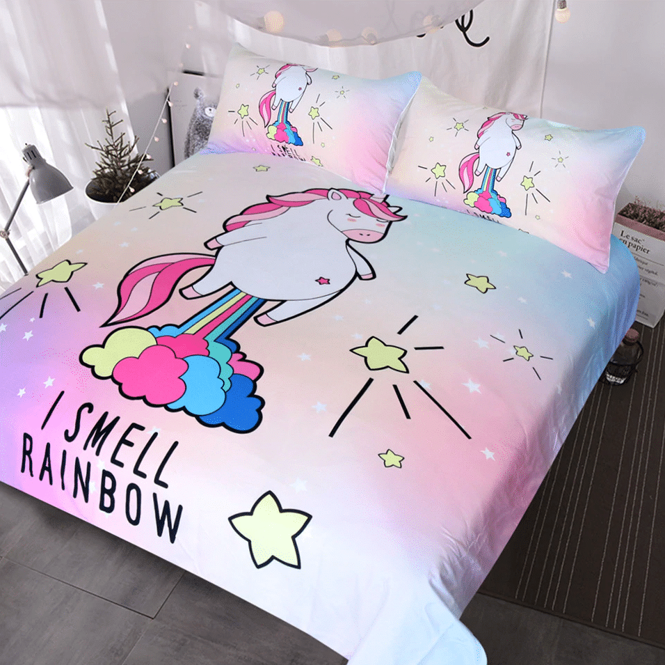 Unicorn Flying Rainbow Bedding Set