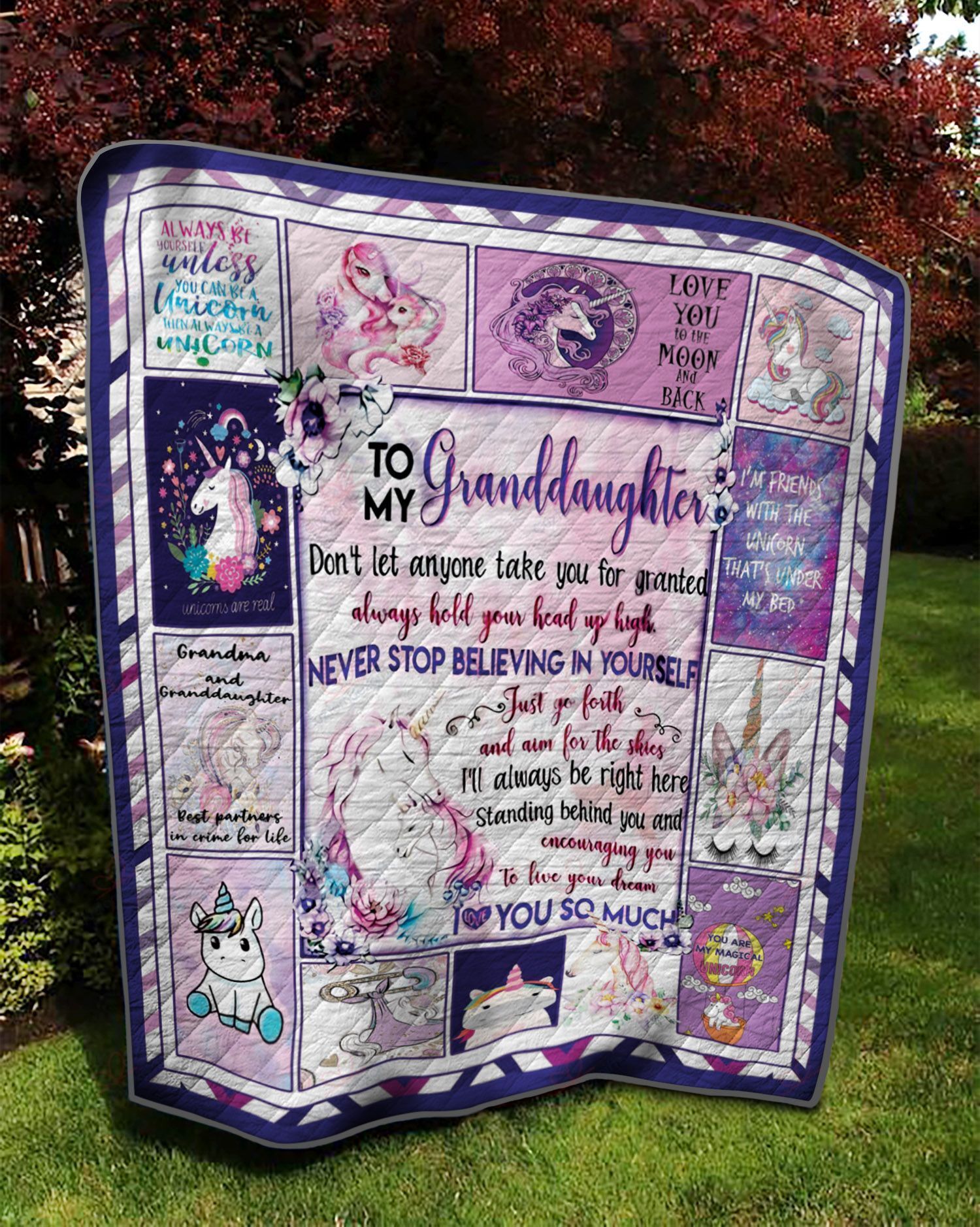 Unicorn Granddaughter Grammy DT2109069CL Quilt Blanket