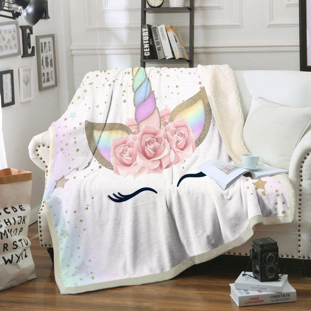Unicorn Sherpa Fleece Blanket