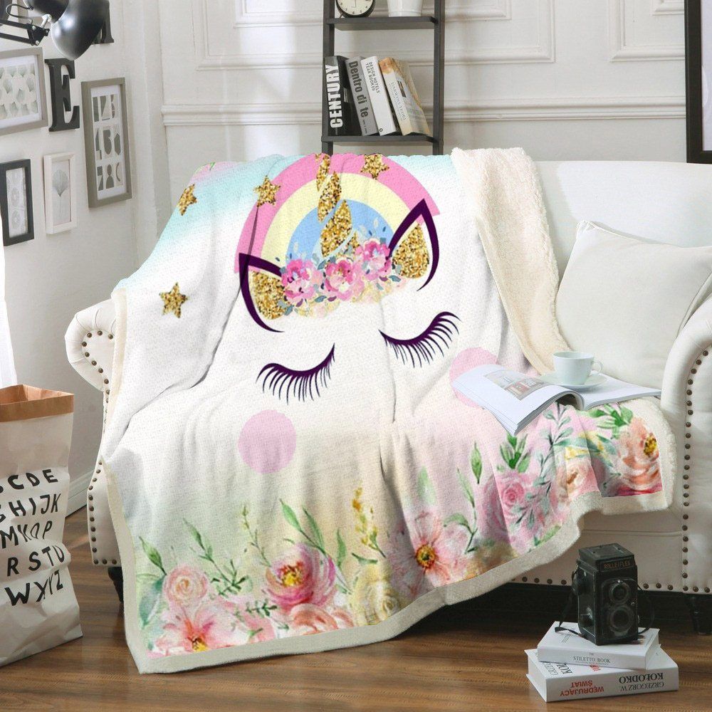 Unicorn Sherpa Fleece Blanket