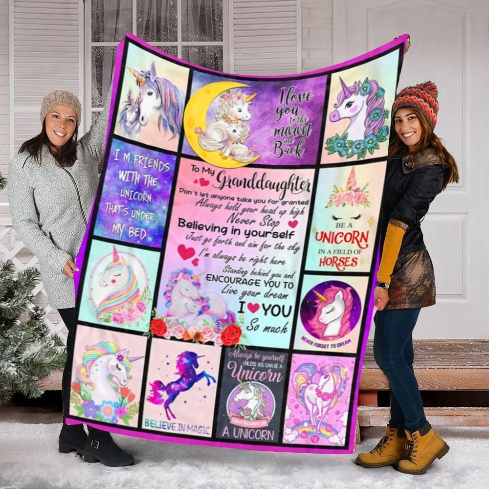 Unicorn I Love You To The Moon And Back Sherpa Fleece Blanket