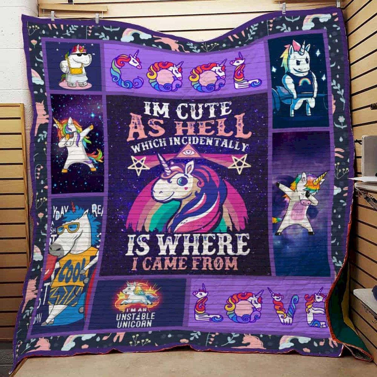 Unicorn I M Cute CLT140649 Quilt Blanket