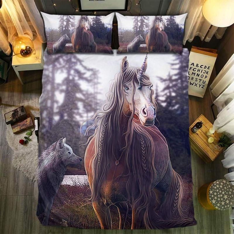 Unicorn In Forest Printed Bedding Set