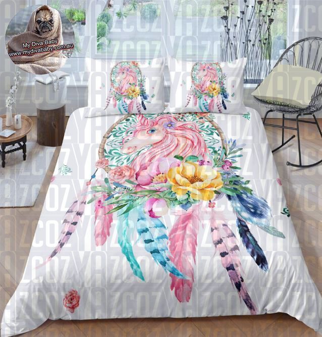 Unicorn Lashes White Bedding Set