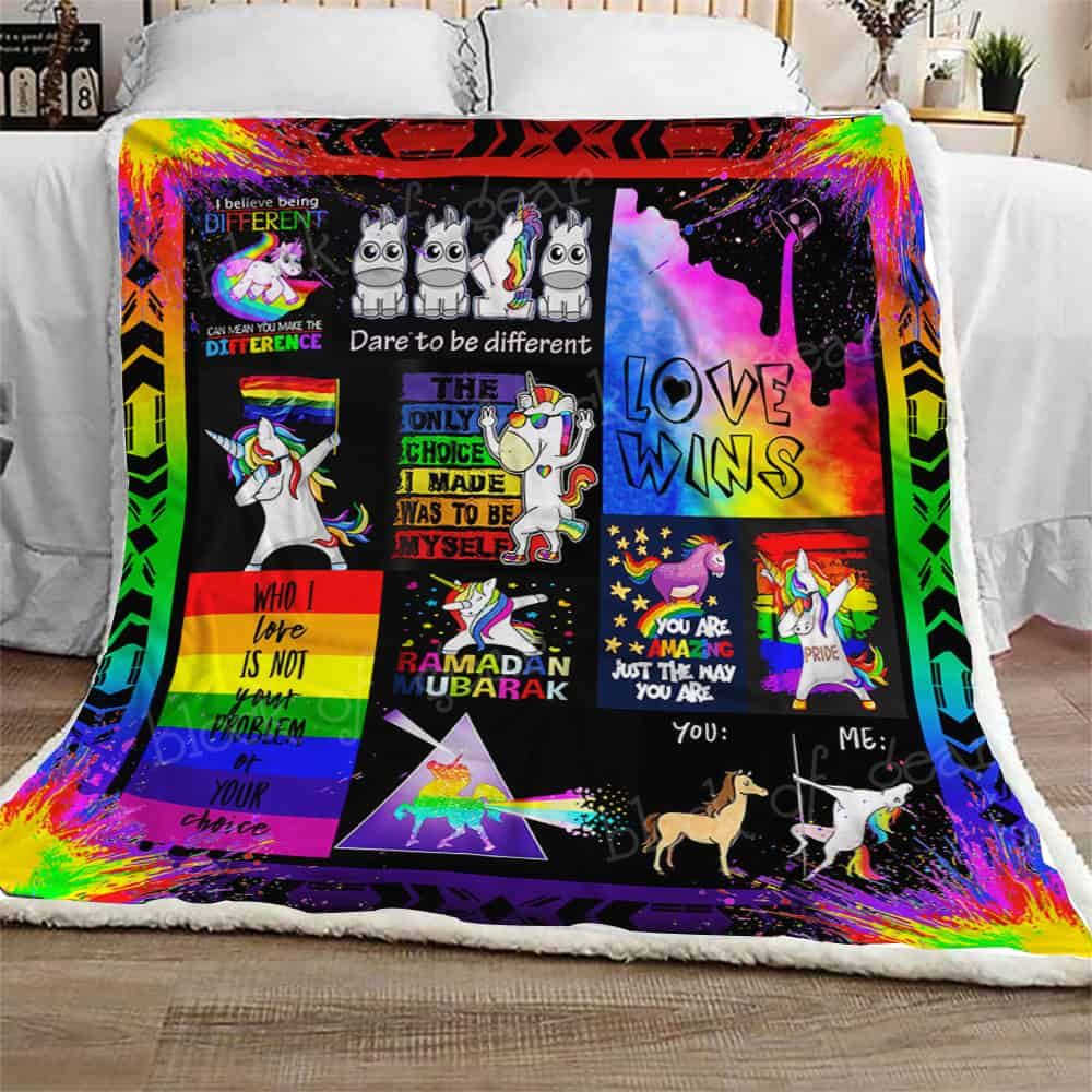 Unicorn Lgbt Sherpa Fleece Blanket