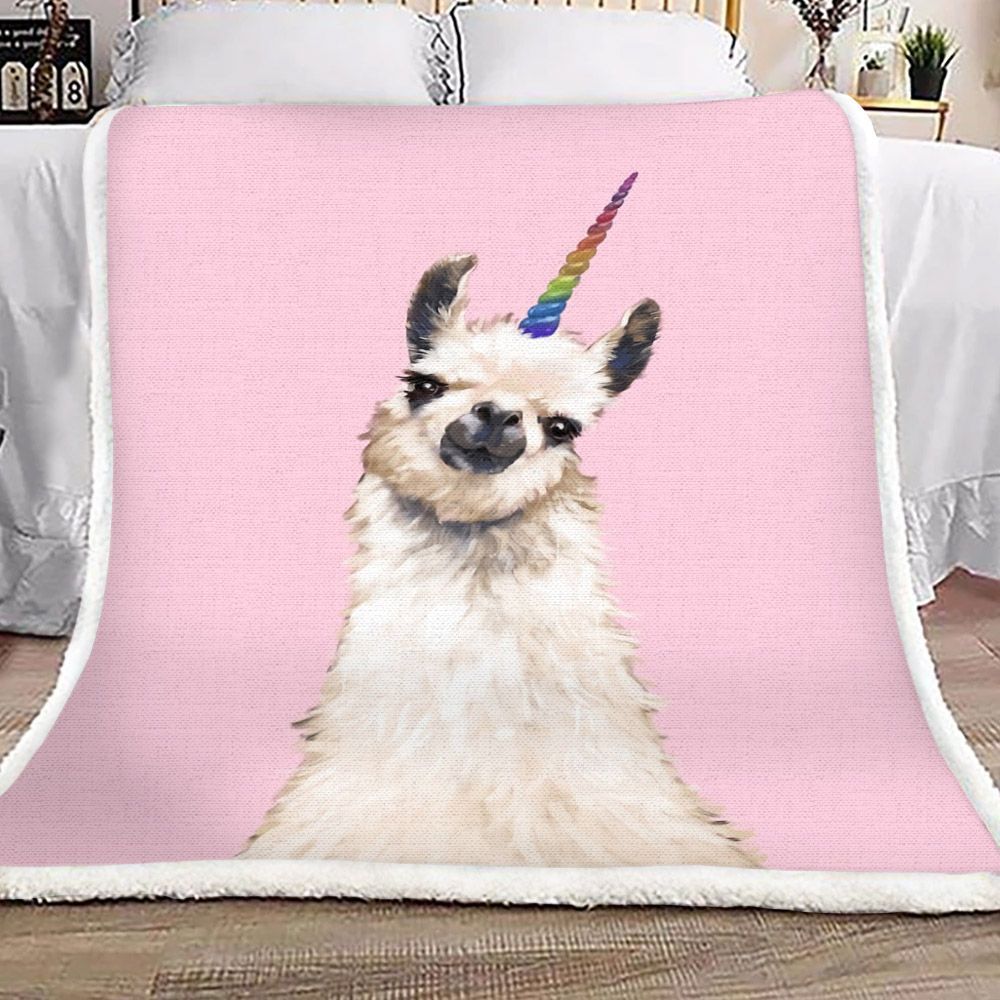 Unicorn Llama Sherpa Fleece Blanket