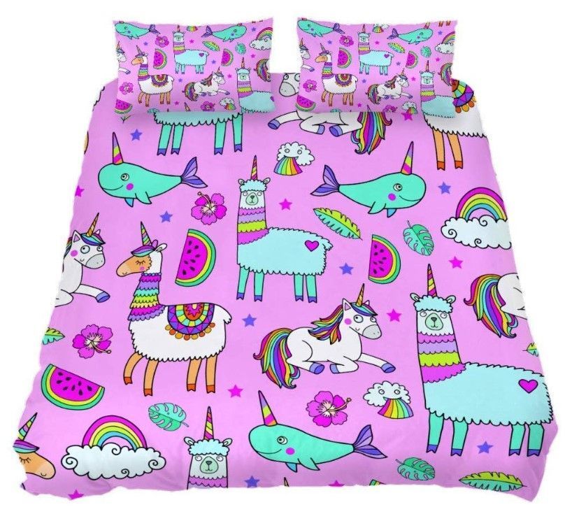 Unicorn Llamas Bedding Set