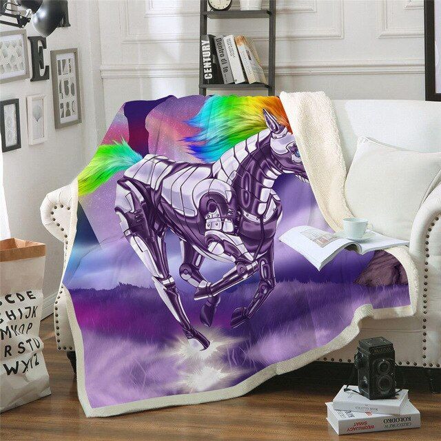 Unicorn Machine Sherpa Fleece Blanket
